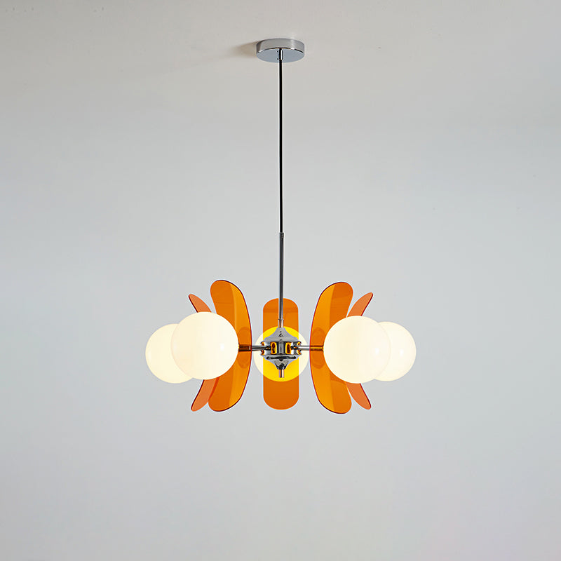 Prism Creativity Sputnik Orange Glass Acrylic Chandelier - Lamp Copper