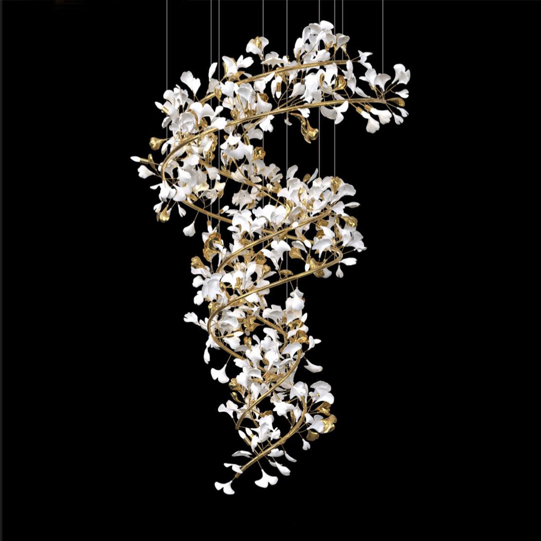 Olivia Design Bellissimo LED Lampade a Sospensione Spirale Ginkgo Biloba Metallo Ceramico  Soggiorno/Camera da Letto