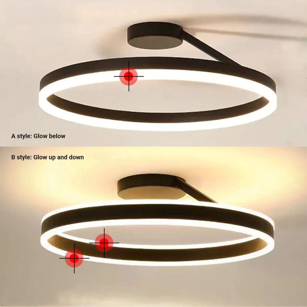 Solinor Modern Circle Flush Mount Ceiling Light, Black & White