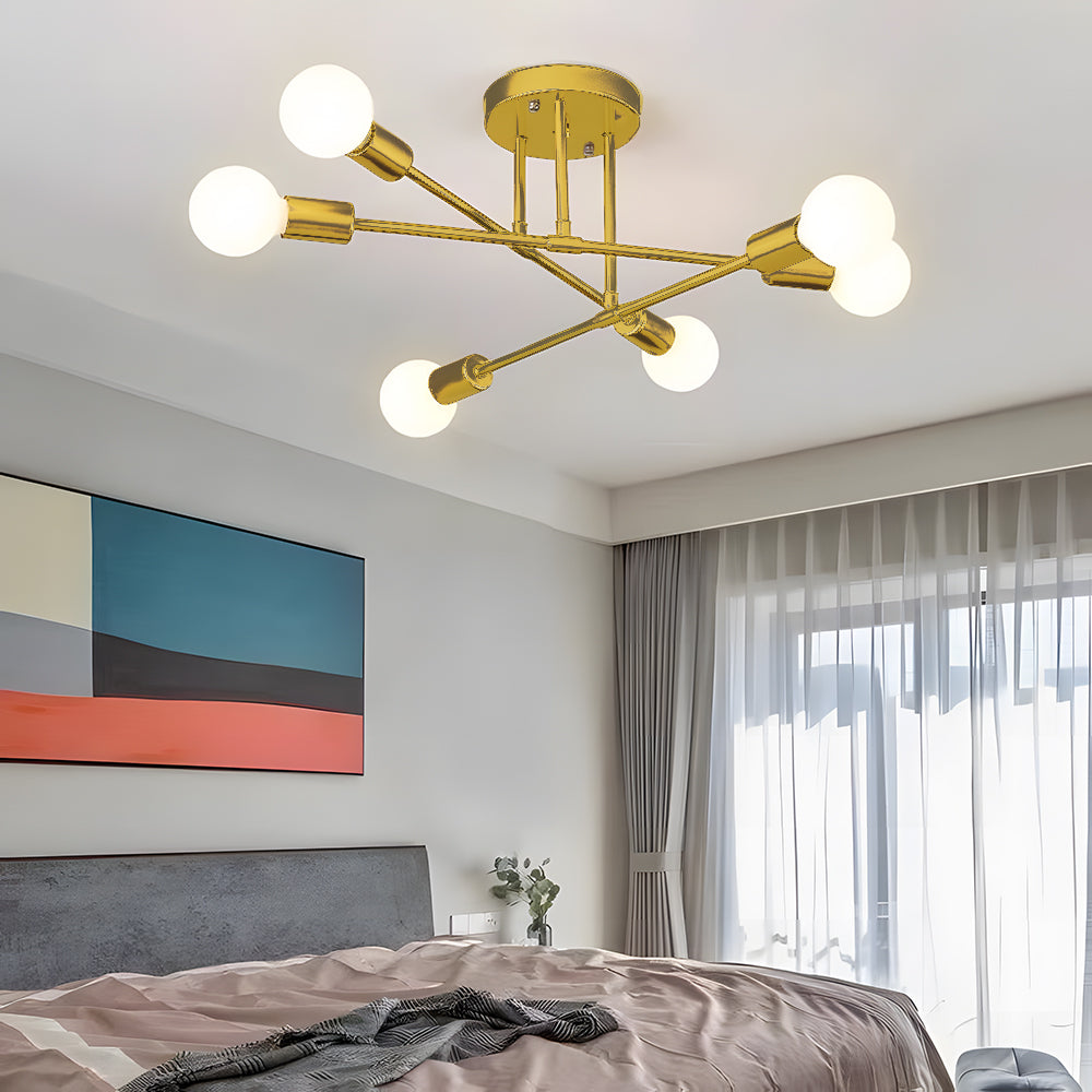 Lunil Modern Flush Mount Ceiling Light, Gold & Black