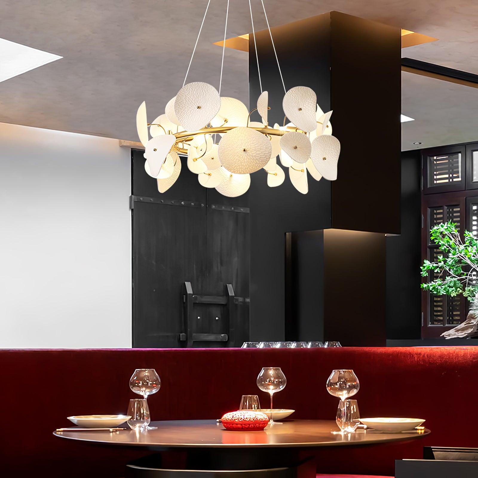 Virinira Modern Elegance Petal Metal Ceramic Chandelier - Blowlighting