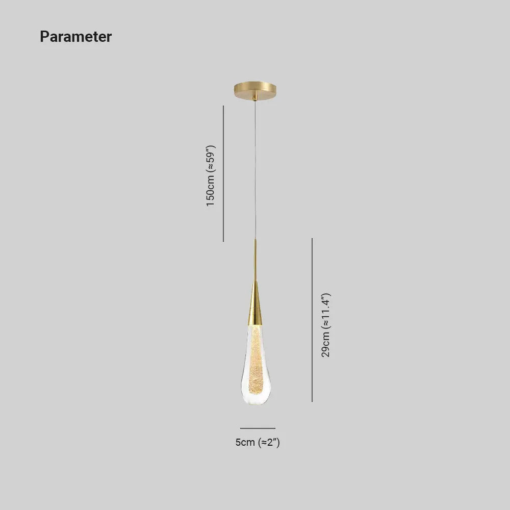 Eloria Pendant Light Crystal Glass Droplet Gold