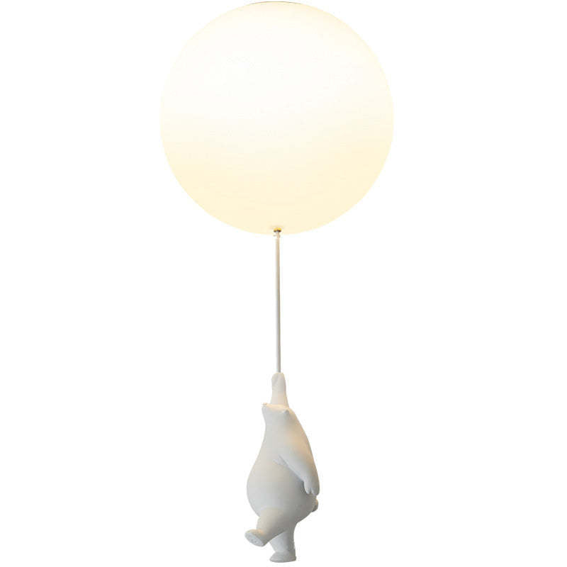 Aria Moderno Bellissimo LED Plafoniera Bianco Orso Pallone Resina
