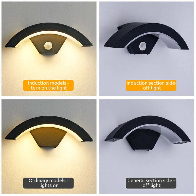 Alvyn Wall Lamp Nordic Arc Waterproof LED Outdoor Black