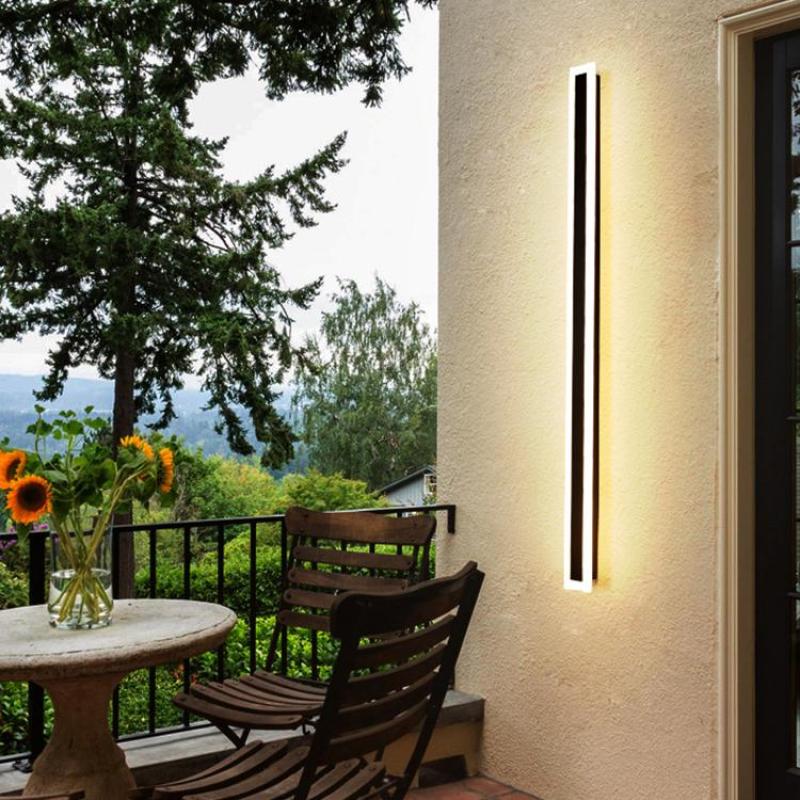 Ray LED Applique da Esterni Metallo Nero Lineare Impermeabile Corridoio/Giardino
