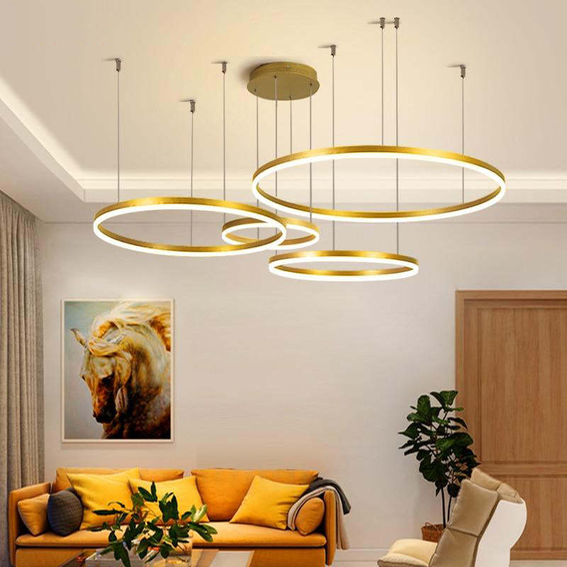 Arisha Lampada a Sospensione Metallo Nero/Oro/Caffè Tir-Cerchio Moderna
