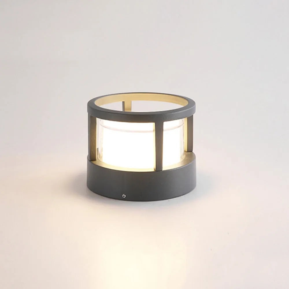 Alvian Outdoor Light Modern Cylindrical Bollard Black