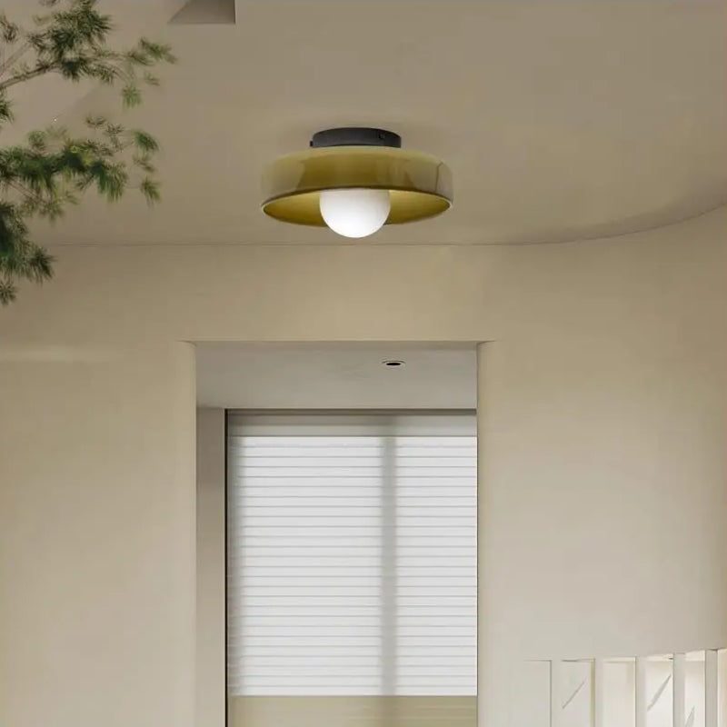 Solven Ceiling Light Drum-Shaped Glass